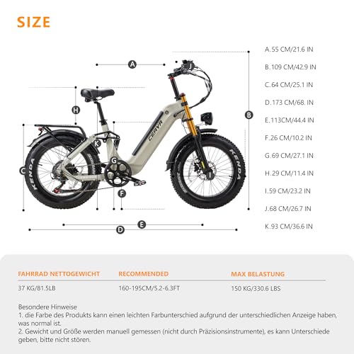 Ficyacto Elektrofahrräder 20x4.0 Zoll E-Bike Herren Damen Mit 48V 20AH Akku All-Terrain E-Mountainbike,7-Gang-Getriebe,Vollfederung City Ebike