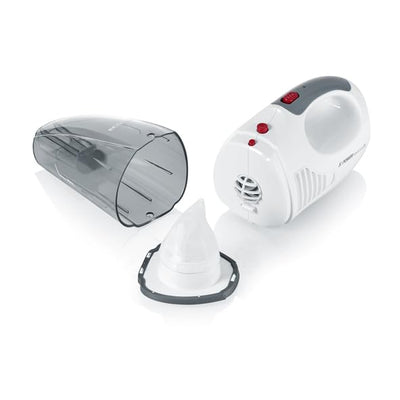SEVERIN 3-in-1 Akku Handstaubsauger S'POWER home & car, kabelloser Nass- & Trockensauger mit 7,4V Li-Ionen Akku, Autostaubsauger inkl. 12V-Ladekabel, weiß/rot, HV 7144