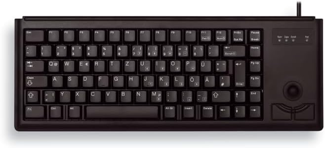 CHERRY G84-4400, Kompakte Tastatur mit Trackball, Deutsches Layout (QWERTZ), Kabelgebunden (USB-Anschluss), 2 Maustasten, Mechanische CHERRY ML Switches, Schwarz