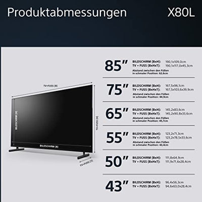 Sony BRAVIA, KD-55X80L, 55 Zoll Fernseher, LED, 4K HDR, Google TV, Smart TV, Works with Alexa, BRAVIA CORE, TRILUMINOS PRO, HDMI 2.1, Gaming-Menü mit ALLM