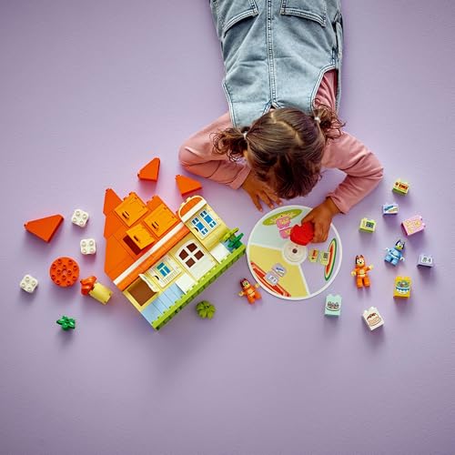 LEGO DUPLO Bluey: Blueys Familienhaus mit Memory-Spiel - Lernspielzeug für Kleinkinder - Inkl. 3 Minifiguren, aufklappbare Fenster und Brettspiel - Geschenk für Jungen & Mädchen ab 3 Jahren - 10459