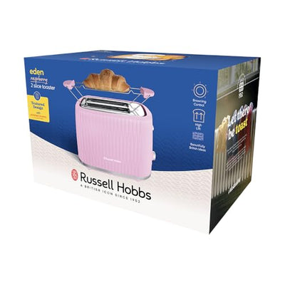 Russell Hobbs Toaster [für 2 Scheiben] Eden (6 Bräunungsstufen, Hebefunktion, Auftau-, Aufwärm- & Stoppfunktion, Krümelschublade, Brötchenaufsatz, Himbeere) 27372-56