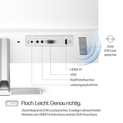 HP Series 5 524sa FHD IPS Monitor mit Lautsprechern | 60,5 cm (23,8 Zoll) | 100Hz | 16:9 | 1500:1 Kontrast | 99% sRGB | HDMI 1.4 | VGA | Entspiegelt | Neigung -5°+25° | Nachhaltig produziert | Weiß