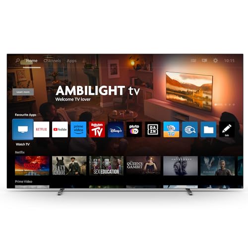 Philips Ambilight 55OLED759 4K OLED Smart TV - 55-Zoll Display mit P5 AI Perfect Picture Ultra HD, Titan OS, Dolby Vision und Dolby Atmos, Funktioniert mit Alexa und Google Sprachassistent