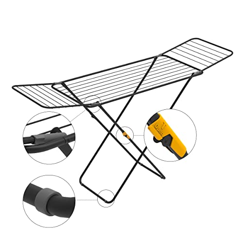 Rörets Wäscheständer Sussi Black – verriegelbare Flügel – Sicherheitssperre – 52x176x96cm – 18 m Trockenfläche - Design und Qualität von Schwedens stärkster Trockenständermarke, für Bekleidung