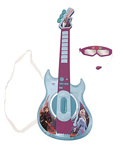 Lexibook, Die Eiskönigin, Leuchtende elektronische Gitarre mit Mikrofon, Brille mit Mikrofon, Melodien, 2 Spielmodi, MP3-Anschluss, Blau/Violett, K260FZ