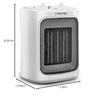 TROTEC Keramik Heizlüfter TFC 16 E – Heizleistung 1200 W / 2000 W – Elektroheizung mit Thermostat, Raumgröße 24 m² bis 60 m³