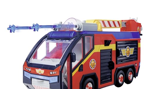 Simba Feuerwehrmann Sam Feuerwehrauto Jupiter mit Leuchteffekten – Robustes Spielzeugfahrzeug für Kinder ab 3 Jahren, großes Einsatzfahrzeug mit Sound und Licht, Feuerwehrfans