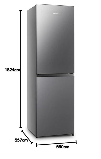 Hisense RB327N4AD2 Kühl-Gefrierkombination/ NoFrostPlus/ Multiflow 360°/ HolidayMode/ FreshZone/ 182,4 cm/ Kühlteil 171 l/ Gefrierteil 85 l/ 41 dB/ 287 kWh/ Jahr/ Edelstahl-Look