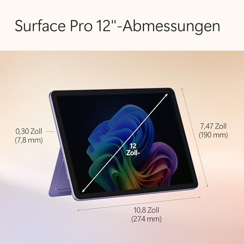 Microsoft Surface Pro | Copilot+ PC | 12” LCD Touchscreen | Snapdragon® X Plus | 16GB RAM | 512GB Speicher | Neuestes Modell | Violett