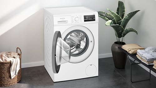 Siemens WM14N12A Waschmaschine iQ300, Frontlader mit 9kg Fassungsvermögen, 1400 UpM, speedPack L, smartFinish, Outdoor-Programm, LED-Display, Weiß, 60cm