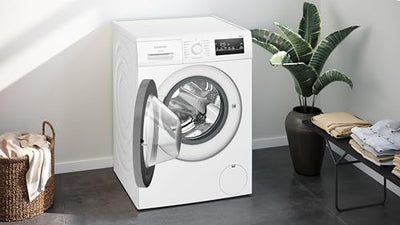 Siemens WM14N12A Waschmaschine iQ300, Frontlader mit 9kg Fassungsvermögen, 1400 UpM, speedPack L, smartFinish, Outdoor-Programm, LED-Display, Weiß, 60cm