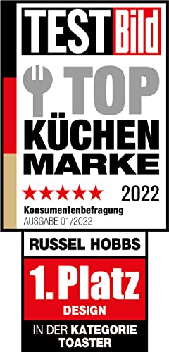 Russell Hobbs Toaster [für 2 Scheiben] Inspire Weiss mit hochwertiger Hochglanz-Struktur (extra breite Toastschlitze, inkl. Brötchenaufsatz, 6 Bräunungsstufen + Auftau- & Aufwärmfunktion) 24370-56