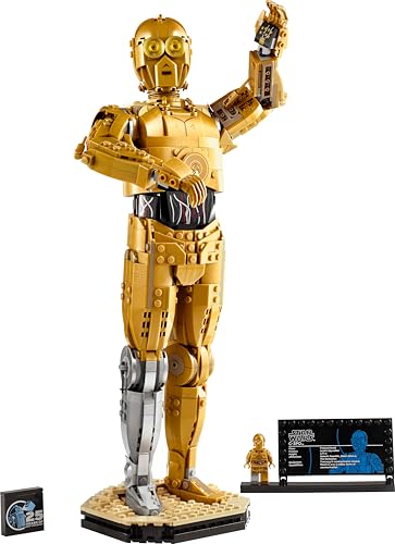 LEGO Star Wars 75398 C-3PO Figur – Sammler Modell für Erwachsene – mit Ständer, Infotafel und Minifigur zum Bauen, Spielen und Ausstellen – Geschenkidee für Fans