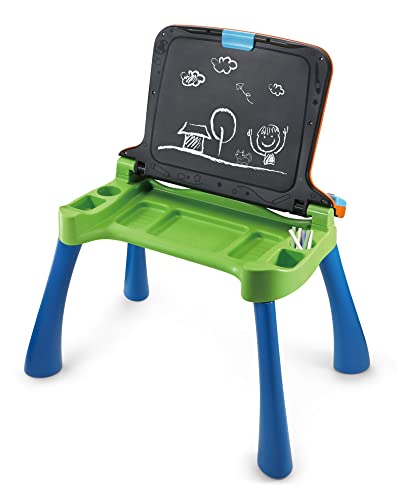 Vtech 5-in-1 Magischer Schreibtisch – Interaktiver Kinderschreibtisch inkl. Hocker – Mit Kreidetafel, Staffelei, Schreibfeld und Projektor – Für Kinder von 3-6 Jahren