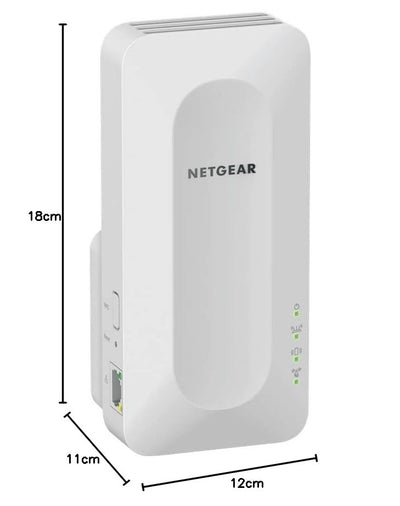 NETGEAR Nighthawk EAX15 WiFi 6 WLAN Mesh Repeater AX1800 (WLAN Verstärker bis zu 100 m² & 20 Geräte, Dual-Band Wifi Geschwindigkeit bis 1800 MBit/s, 100% abwärtskompatibel, Smart Roaming)