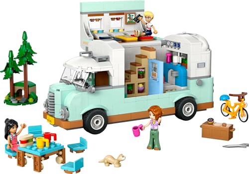 LEGO Friends Wohnmobil, Bauset für Rollenspiele mit einem Spielzeug Wohnwagen, Geschenk für Mädchen ab 7 Jahren, kreatives Spielset mit 3 Minifiguren und Frettchen Tierfigur 42663