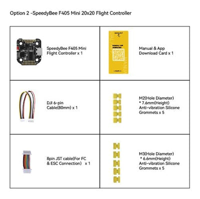 SPEEDY BEE F405 Mini Flight Controller Stack: 20x20mm Platine mit integriertem Bluetooth und 35A BLHeli_S 4in1 ESC - Drahtlose Abstimmung unterstützt, Kompatibel mit 3-6S Stromversorgung