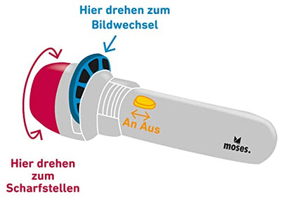 moses. Kleine Märchen-Diashow, Projektor-Taschenlampe für Kinder, mit 3 Bildscheiben mit jeweils 8 Bildern zum Miterzählen