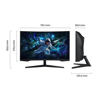 Samsung Odyssey G55C Curved Gaming Monitor, 32 Zoll, Bildschirm mit VA-Panel, 2.560 x 1.440 Pixel, 1.000R Radius, HDR10, AMD FreeSync, Bildwiederholrate 165 Hz, Reaktionszeit 1 ms (MPRT)