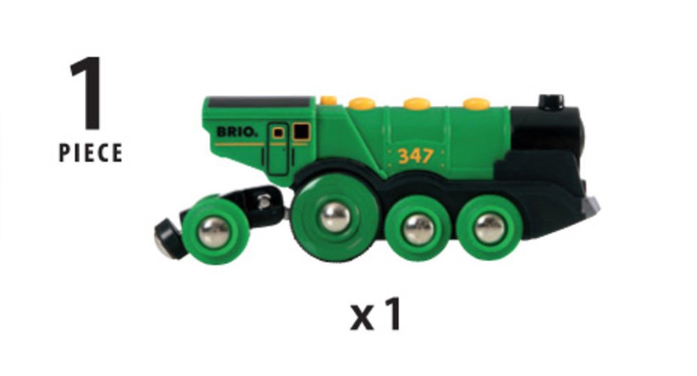 BRIO World 33593 Grüner Gustav elektrische Lok - Batterie-Lokomotive mit Licht & Sound - Kleinkinderspielzeug empfohlen ab 3 Jahren