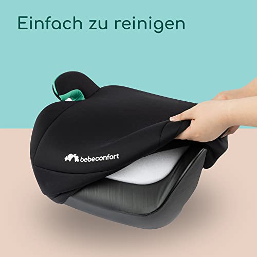 Bebeconfort Manga i-Safe, Reboarder Kindersitz, 6–12 Jahre, 125–150 cm, Folgekindersitz, Kompakt & Leicht (<1 kg), Einfache Gurtmontage, Gepolstert, Soft-Touch-Gewebe, Full Black