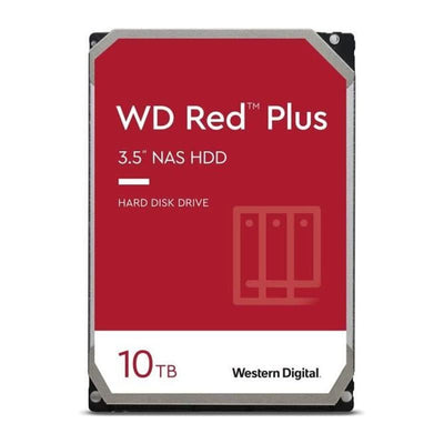 WD Red Plus interne Festplatte NAS 10 TB (3,5 Zoll, Workload-Rate 180 TB/Jahr, 7.200 U/min, 256 MB Cache, 215 MB/s ÜbertragungsrateNASware-Firmware für Kompatibilität, 8 Bays) Rot