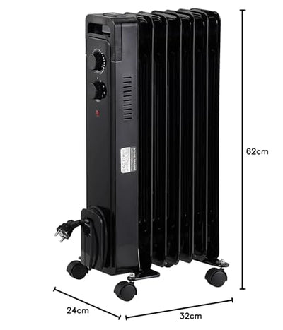 STAHLMANN Ölradiator ZR17 1500 Watt – Elektroheizung Energiesparend bis 30 qm Fläche – Heizung Elektrisch mit Thermostat und 3 Heizstufen – Elektrisches Heizgerät, Electric Heater Schwarz