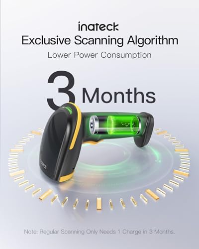 Inateck Barcode Scanner Bluetooth,1D Handheld Barcode Scanner,1 Ladung in 3 Monaten,Kabelloser Handscanner, Unterstützen Selbst Entwickelte App und SDK, BCST-21