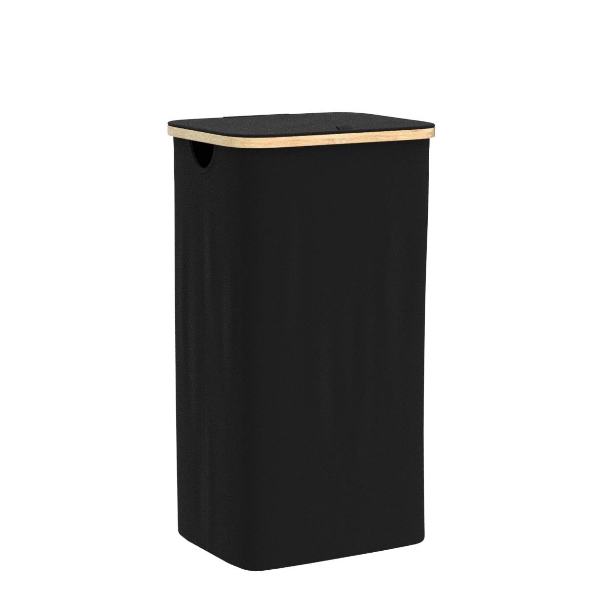 HENNEZ Wäschekorb mit Deckel – Wäschekorb mit Griff aus Bambus – Wäschekorb, faltbar, 100 l – Wäschekorb für Waschküche, Wäschekorb, Schwarz