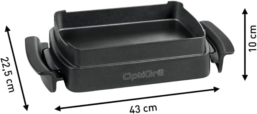 TEFAL OptiGrill Snacking & Baking Backschale, antihaftbeschichtet, wärmeisolierte Griffe, für Brot, Aufläufe, Süßes, etc., OptiGrill + und OptiGrill Elite, schwarz, Backschale XA725870