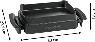 TEFAL OptiGrill Snacking & Baking Backschale, antihaftbeschichtet, wärmeisolierte Griffe, für Brot, Aufläufe, Süßes, etc., OptiGrill + und OptiGrill Elite, schwarz, Backschale XA725870