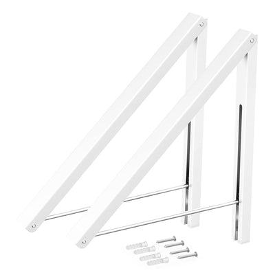 Anjuer Wäscheständer, Wandmontage, Kleiderbügel, zusammenklappbar, Aluminium, platzsparend, Weiß