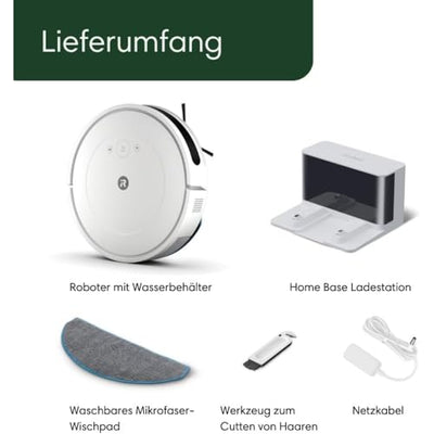 iRobot Roomba Combo Essential Saug- und Wischroboter (Y0112), leistungsstarkes Saugen und Wischen, 4-Stufen-Reinigungssystem, 3 Saugstufen, Spot-Cleaning, steuerbar über App, Tasten oder Sprache, Weiß