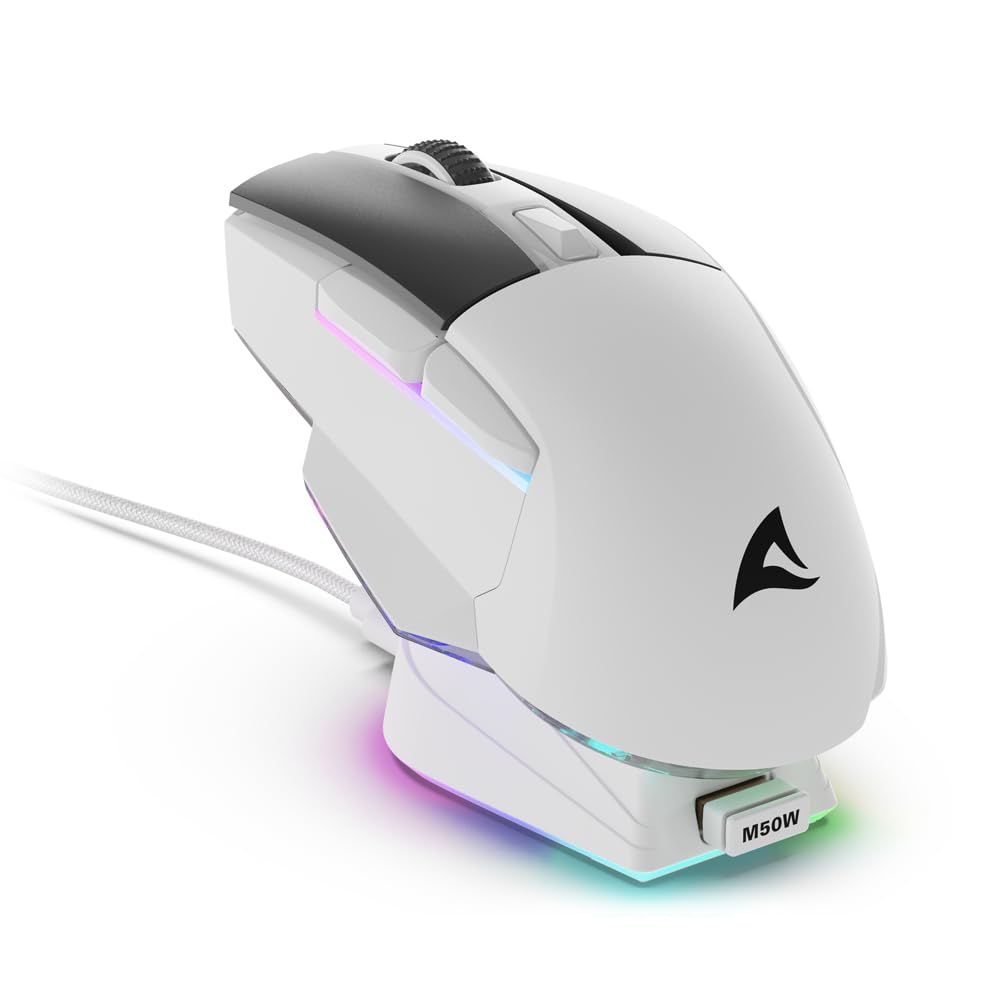 Sharkoon Skiller SGM50W White, Wireless Optical Gaming Maus, RGB, PBT Button