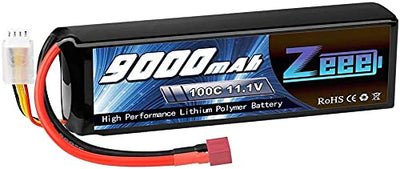 Zeee 3S Lipo Akku 11,1V 9000mAh 100C RC Batterie mit T Stecker für RC Car RC Truck RC Auto Boot LKW Truggy RC Hobby