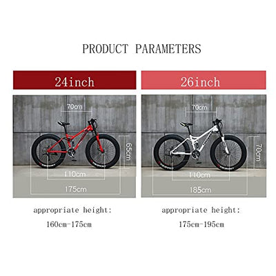 Wmmner Mountainbike, 66 cm (26 Zoll), Mountainbike mit dicken Reifen für Erwachsene, Gänge 7, 21, 24, 27, 30, aus Karbonstahl, starres Mountainbike, Mon-Fahrrad