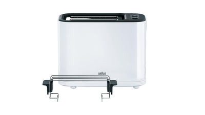 Braun HT 3010 WH Toaster | Doppelschlitz | Herausnehmbare Krümelschublade | Aufwärm- und Auftaufunktion | 7 Röstgrade | Separater Brötchenaufsatz | Weiß
