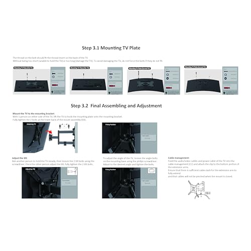 Amazon Basics TV-Halterung/Wandhalterung, schwenkbar, neigbar, für 26–55 Zoll Curved und Flach-TV oder Monitor bis 36 kg, max. VESA 400 x 400 mm, Schwarz