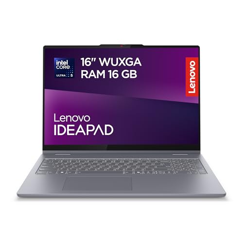 Lenovo IdeaPad 5 2-in-1 Laptop | 16" WUXGA Display | Intel Core Ultra 5 | 16GB RAM | 512GB SSD | Intel Grafik | Windows 11 Home | QWERTZ | Luna Grey | 3 Monate Premium Care