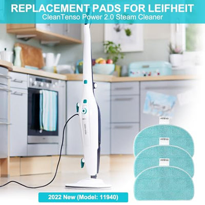 5 Stück Ersatzpad für Leifheit CleanTenso Power 2.0 Dampfreiniger 32x19.5cm Mikrofaser Dampfbesen Wischbezug für alle Böden Dampfmop Ersatz mit Klettunterseite für CleanTenso Power