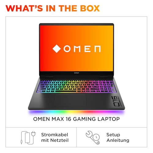 HP Omen MAX Gaming Laptop | 16 Zoll 2K Display 165Hz | Intel Ultra 9-275HX (24C) | NVIDIA GeForce RTX 5080 16GB VRAM | 32GB DDR5 RAM | 1 TB SSD | Windows 11 | QWERTZ | Alu Gehäuse | Shadow Black