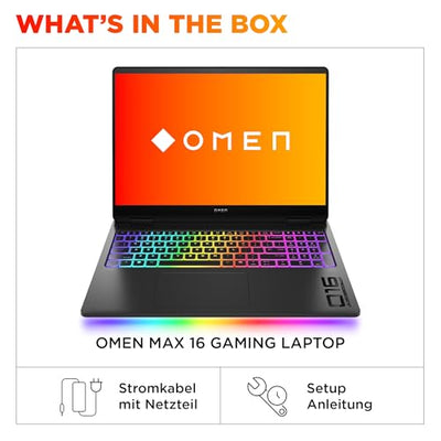 HP Omen MAX Gaming Laptop | 16 Zoll UWVA 2.5K OLED Display 240Hz | Intel Ultra 9-275HX (24C) | NVIDIA GeForce RTX 5090 24GB VRAM | 64 GB DDR5 RAM | 2 TB SSD | Windows 11 | QWERTZ | Alu Shadow Black