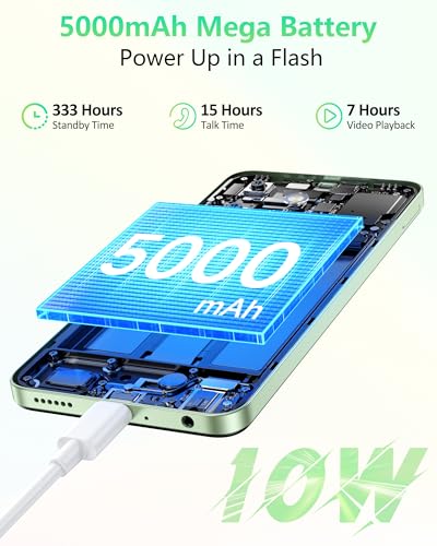 Ulefone Note 19 Smartphone Ohne Vertrag, 6GB + 64GB /512GB TF Handy Günstig, 6.56 Zoll HD+ Android 14 Smartphone, 5000mAh Batterie 8MP Kamera Simlockfreie Handy, 4G Dual SIM/Face ID/GPS-Grün