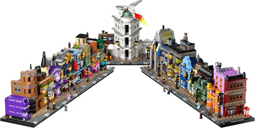 LEGO Harry Potter Die Zauberläden der Winkelgasse - Miniaturstraße zum Ausstellen - 12 Mikrofiguren zum Sammeln, inkl. Harry Potter, Draco Malfoy, Hermine Granger - Geschenk für Erwachsene 76444