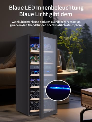 Kalamera Weinkühlschrank 2 Zonen für 73 Flaschen, Schwarz, 200 Liter, KRC-200BFG