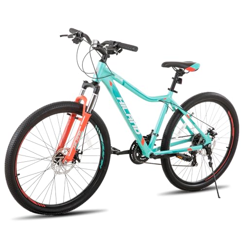 Hiland 26 Zoll Mountainbike für Frauen, 21-Gang mit Lock-Out-Federgabel, Dual-Scheibenbremsen, Aluminium-Rahmen MTB, Erwachsene Damen Damen Fahrrad Herrenfahrrad, Mint Grün