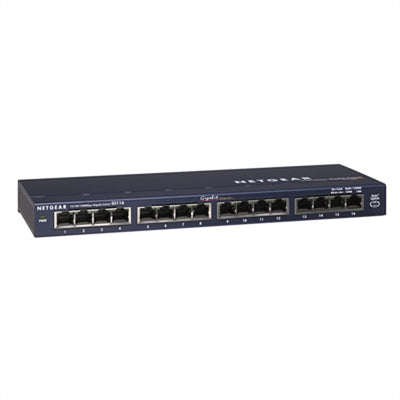 Netgear GS116GE Switch 16 Port Gigabit Ethernet LAN Switch (Plug-and-Play Netzwerk Switch, lüfterlos, robustes Metallgehäuse, ProSAFE Lifetime-Garantie)