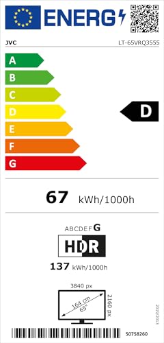 JVC Fernseher 65 Zoll Fire TV 4K QLED Smart TV mit Dolby Vision HDR, Dolby Atmos, Alexa Sprachsteuerung und Triple Tuner, UHD Fernseher LT-65VRQ3555 (2026)