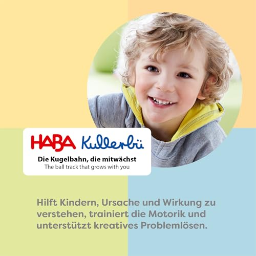 HABA Kullerbü Kugelbahn Step-by-Step – Cleveres Klicksystem für stabilen Spielspaß – Murmelbahn ab 12 Monaten – Kombinierbar mit Allen Kullerbü-Bahnen – 2012252001